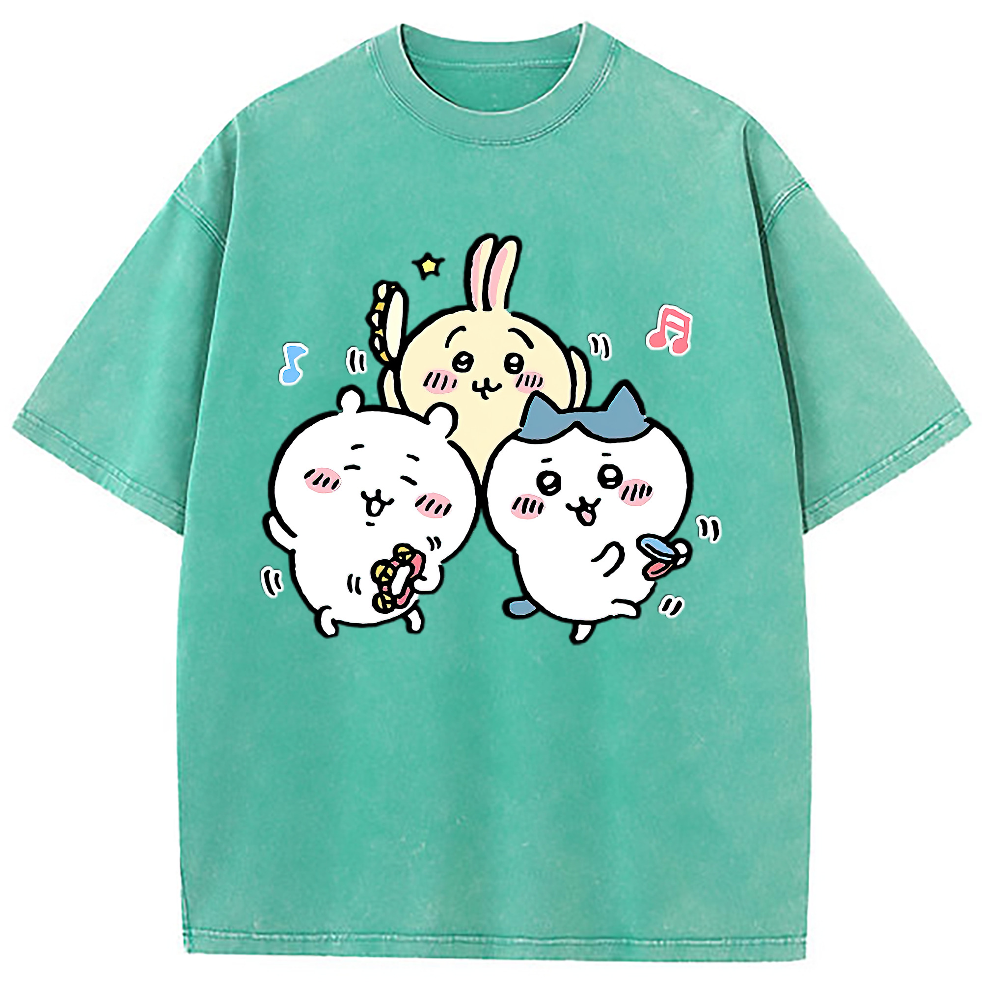 （画像用） ちいかわ ハチワレ Chii-kawa hachiware 綿100% ヴィンテージ風 半袖Tシャツ（フロントプリント）